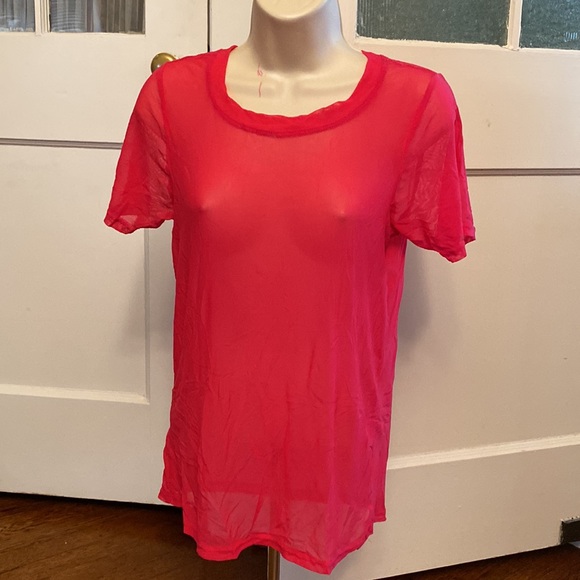 SAVVI SM Raspberry Pinkish Purple Mesh SALT Short Sleeve Shirt - Picture 4 of 10